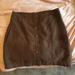 Timing Brown Button Down Skirt